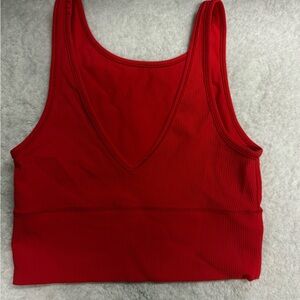 lululemon athletica Red Ribbed V-Neck Tank Top